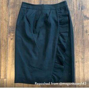 Kate Spade black ruffle pencil skirt, size 4